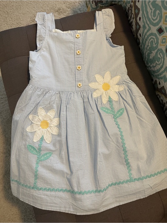 Gymboree Other - Gymboree Girls Blue Striped Daisy Applique Dress